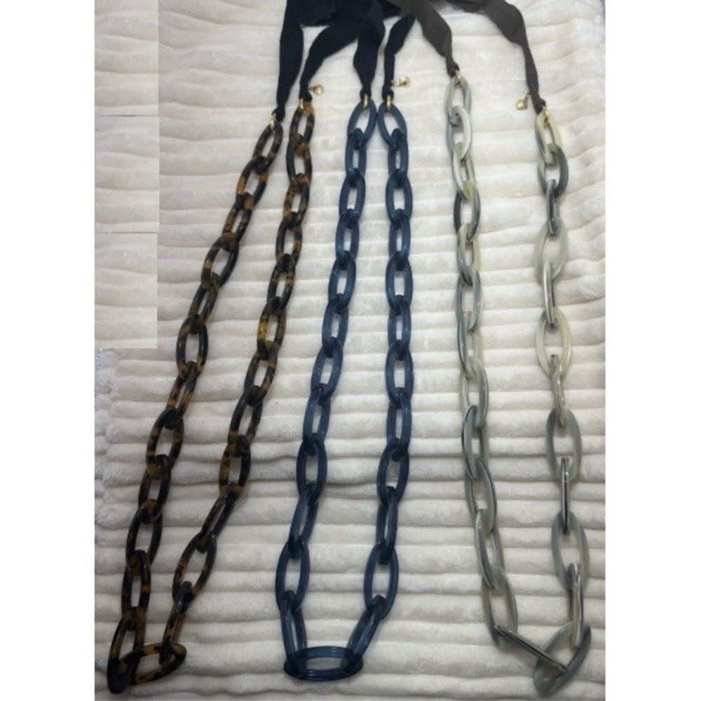 Set of 3-J.Crew Resin Chain Necklaces Faux Tortoise, Turquoise Blue & Silver